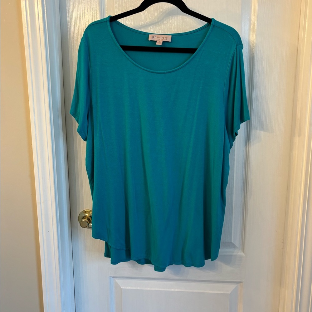 Philosophy Teal Short Sleeve Women's Top